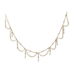 72” Paulownia Wood Bead Swag Garland, Natural