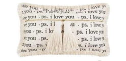 “P. S. I Love You” Dhurrie Tassel Pillow By Mud Pie