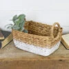 Hyacinth Woven Storage Basket, White Dipped