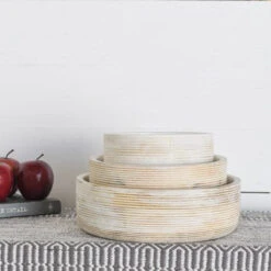 White Washed Ribbed Bowl, 3 Size Options