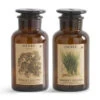 Lidded Brown Glass Herb Labeled Bottles, 2 Style Options