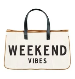 “Weekend Vibes" Canvas & Leather Tote Bag