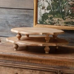 Oval Wooden Footed Serving Platform Tray, 2 Size Options By Porch View Home (Pick Up Only)