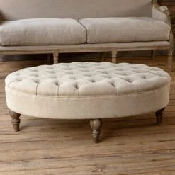 Tufted Oval Ottoman By Porch View Home (Special Order Available - Pick Up Only)