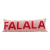 "FA LA LA" Woven Cotton Lumbar Pillow With Applique