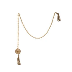 72"L Paulownia Wood Bead Garland With Deer Icon And Tassels