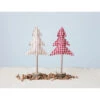 Gingham Cotton Tree With Wood Slice Base, 2 Color Options