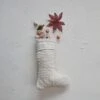 Wool Knit Stocking With Cotton Slub Cuff, Cream